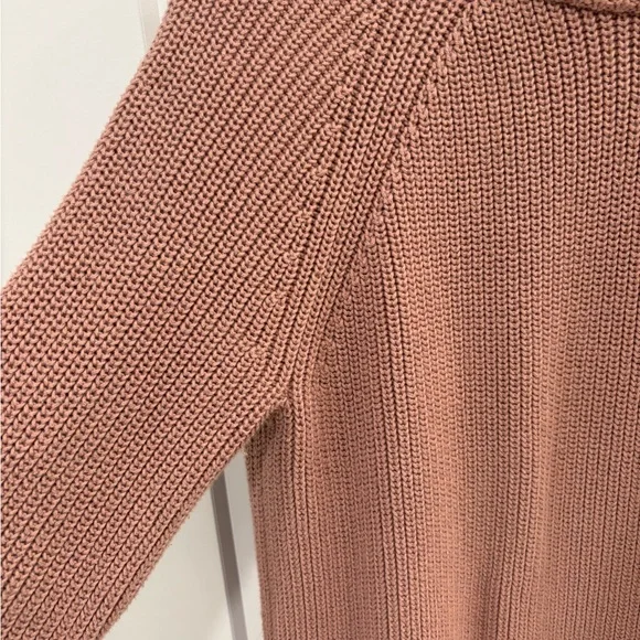 Jenni Kayne Dusty Rose Fisherman Knit Cotton Crew Neck Sweater Tag Size Large - Picture 4 of 14